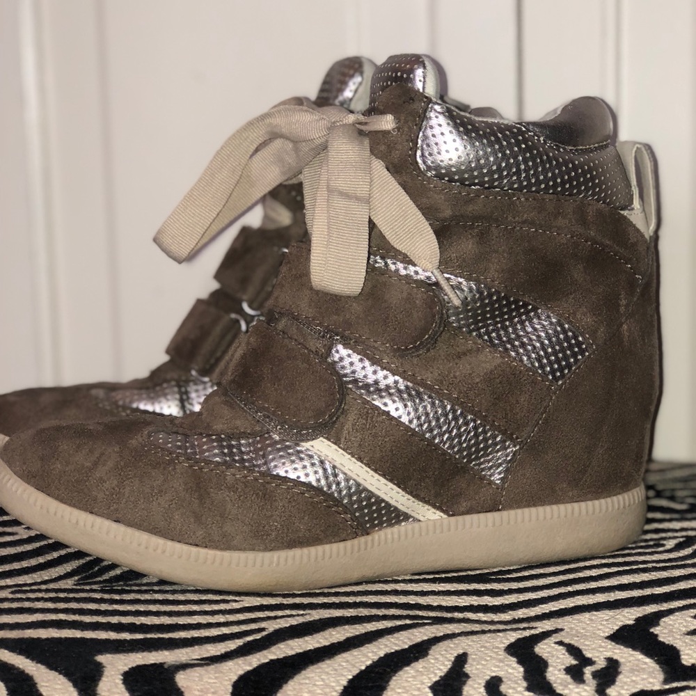 Suede laced wedges